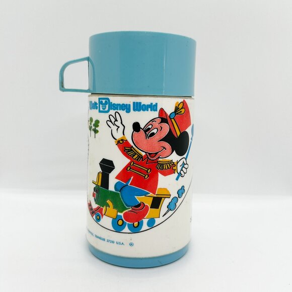 SOLD Vintage 70s Walt Disney World Mickey Mouse Aladdin Thermos Train Baby Decor - Picture 1 of 7